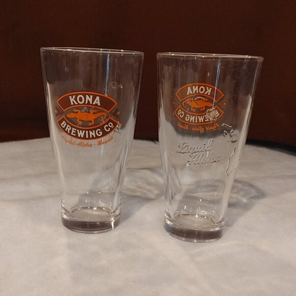 Kona Brewing Co Liquid Aloha Hawaii Beer Glass - Set of 2 - Picture 1 of 6